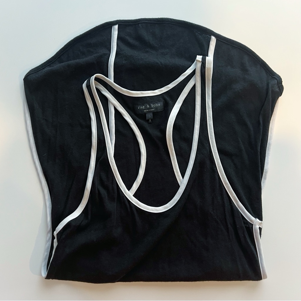 Rag & Bone Women's Black White Contrast Trim Tank Top